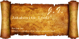 Jakabovits Izsó névjegykártya